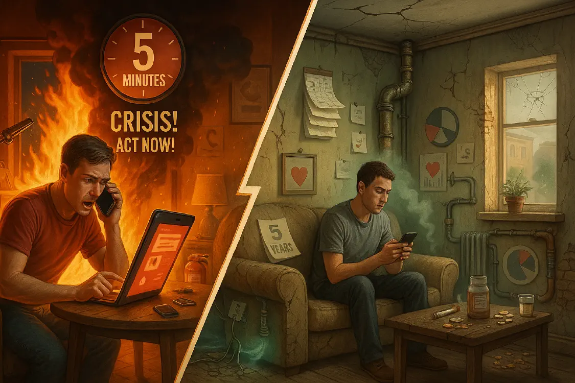 Синдром горящей квартиры: как мозг игнорирует медленные катастрофы
