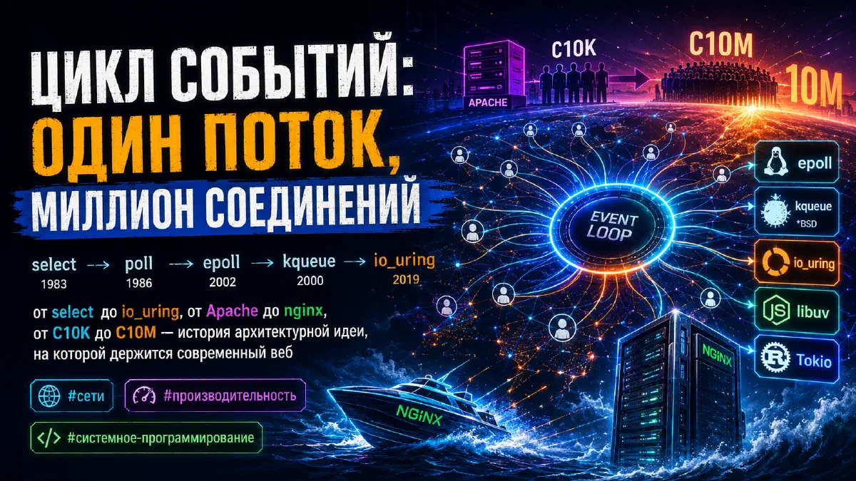 Цикл событий: один поток, миллион соединений