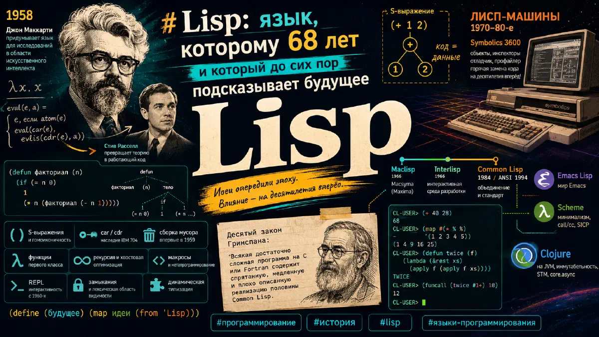 Lisp: язык, которому 68 лет и который до сих пор подсказывает будущее