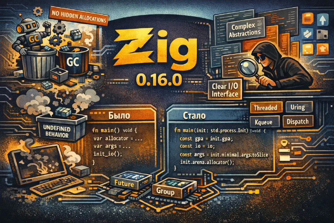 Zig 0.16.0: Io как интерфейс, «сочный main» и новые билтины